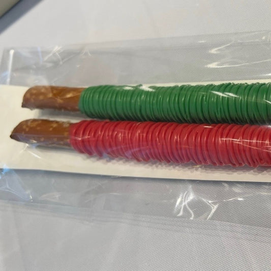 Christmas Chocolate Covered Pretzel Rods