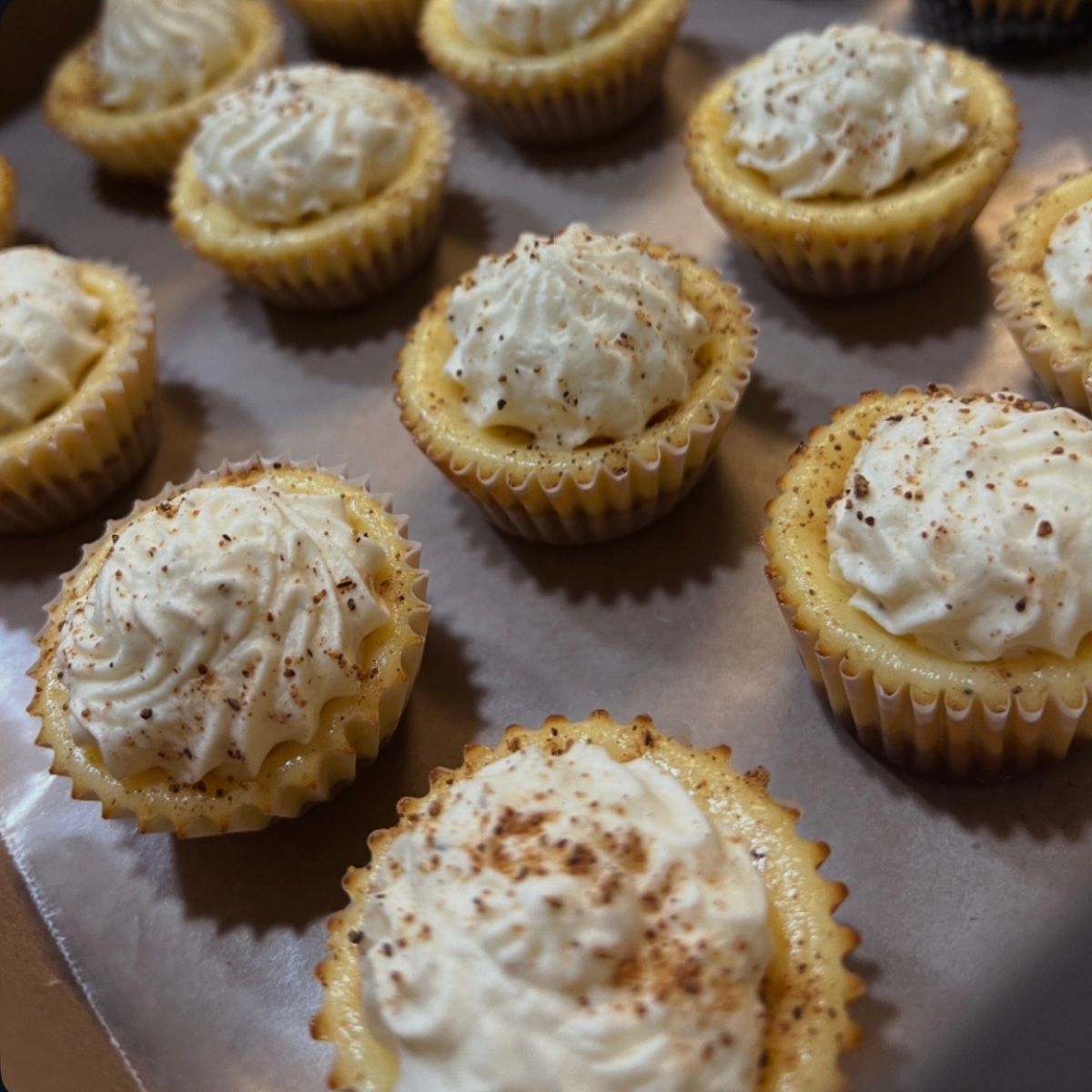 Bite Size Eggnog Cheesecakes With Gingerbread Crust - 1 Dozen