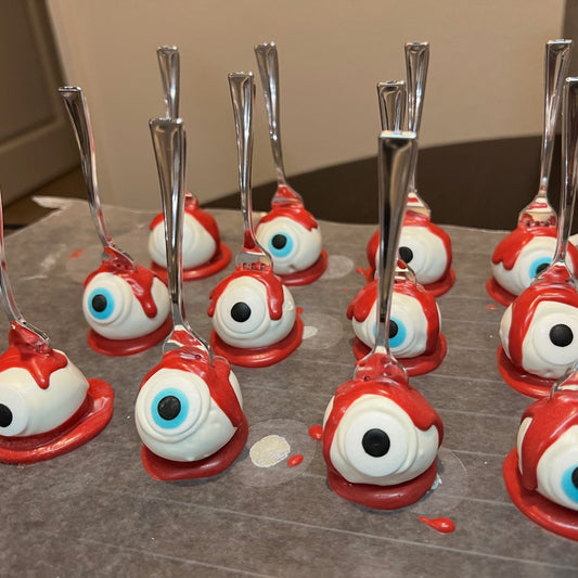 Bloody Eyeball on a Fork Cake Pop